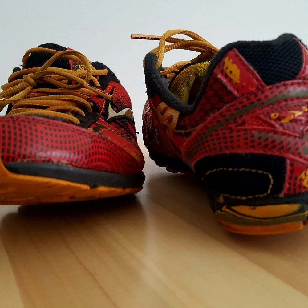 Brooks Red and Black Men's Running Sneakers with Gold Accents